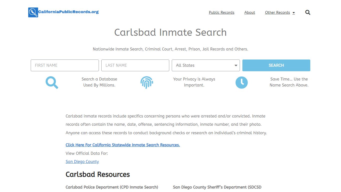 Carlsbad Inmate Search - Current & Past CPD CA Jail Records